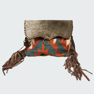 OHLAY KB196 Cross Body Upcycled Wool Upcycled Canvas Hair-On Genuine Leather women bag western handbag purse